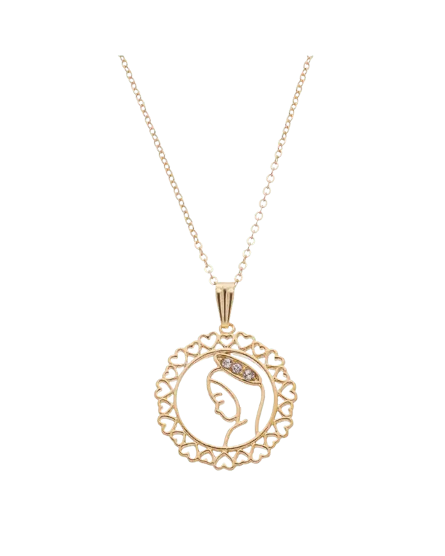 Colar Nossa Senhora do Silêncio com Strass Folheado a Ouro
