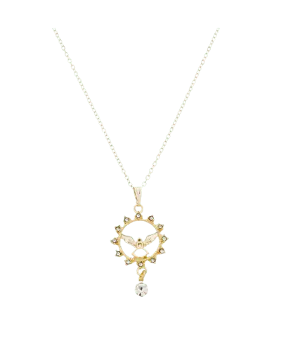 Colar Divino Espírito Santo Redondo com Strass Folheado a Ouro