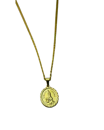 Colar Nossa Senhora de Fátima Folheado a Ouro Devocional