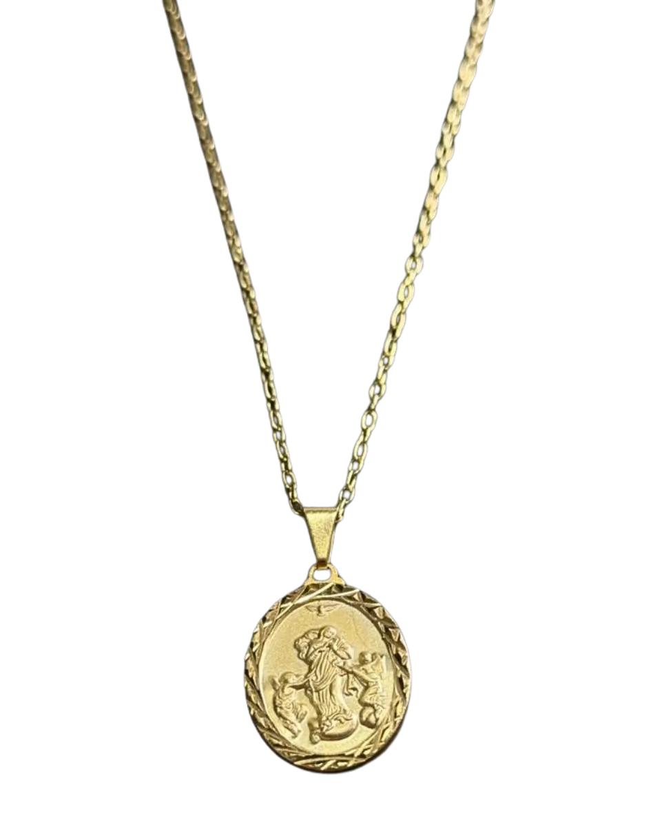 Colar Nossa Senhora Desatadora dos Nós Folheado a Ouro