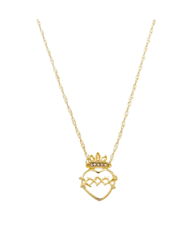 Colar Sagrado Coração com Strass Folheado a Ouro