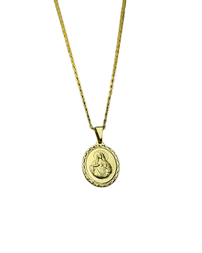 Colar Sagrado Coração de Maria Folheado a Ouro 30cm