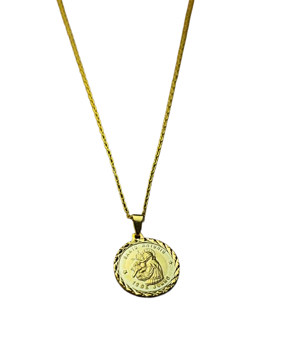 Colar Santo Antônio Folheado a Ouro Devoção e Proteção