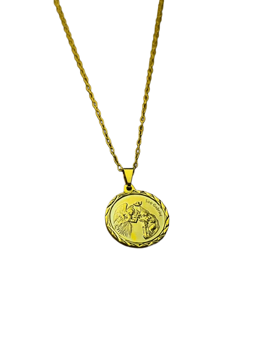 Colar São Gabriel Arcanjo Folheado a Ouro Mensageiro