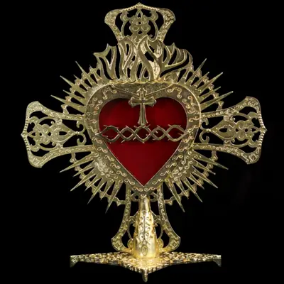 Coração de Jesus de Mesa Folheado a Ouro para Altar