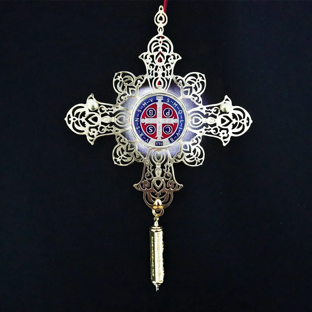 Cruz de São Bento de Parede com LED Iluminada