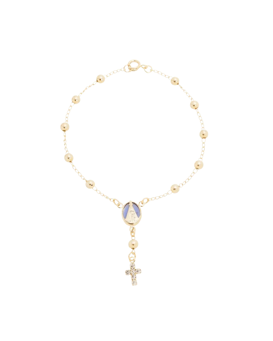 Dezena de Pulso Aparecida Fundo Azul Folheada a Ouro