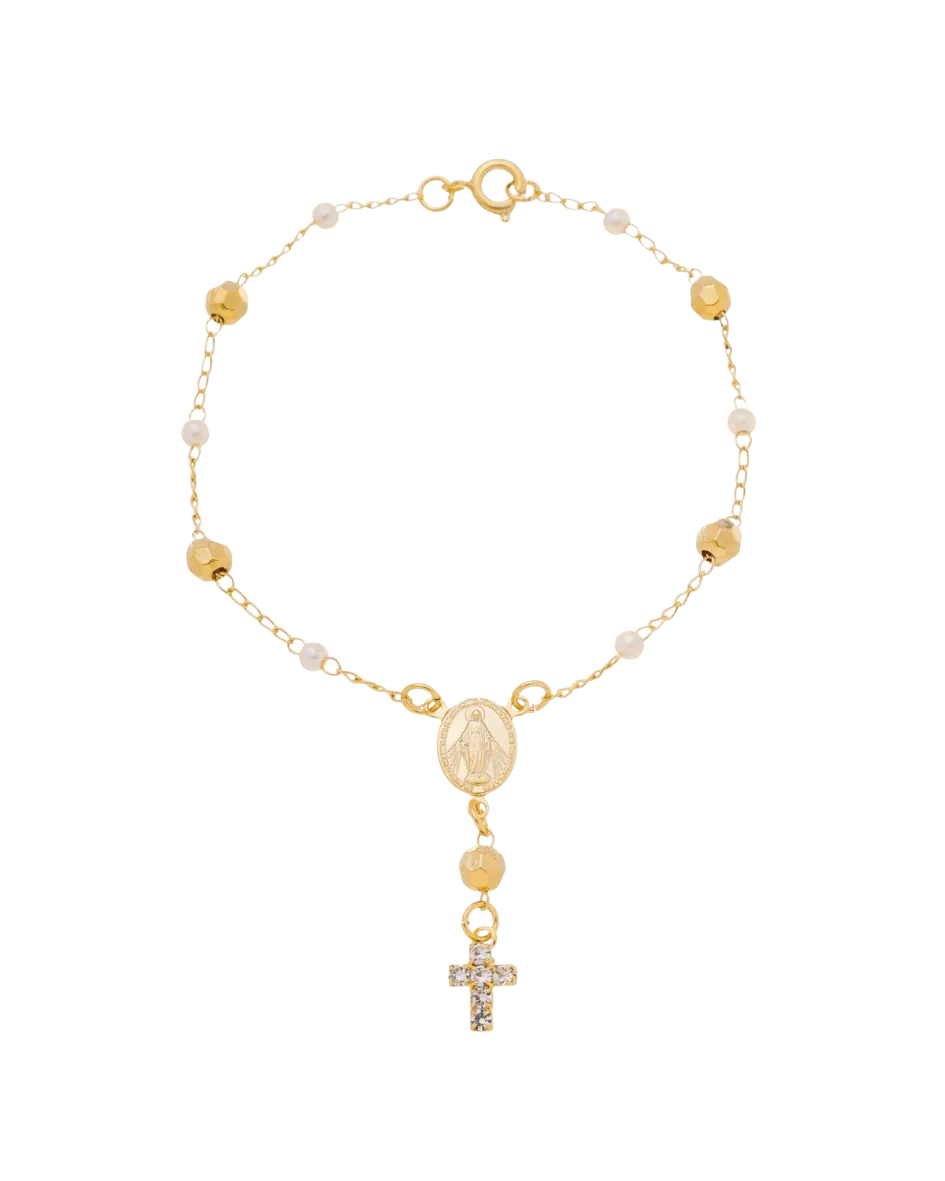 Dezena de Pulso Nossa Senhora das Graças Folheada a Ouro