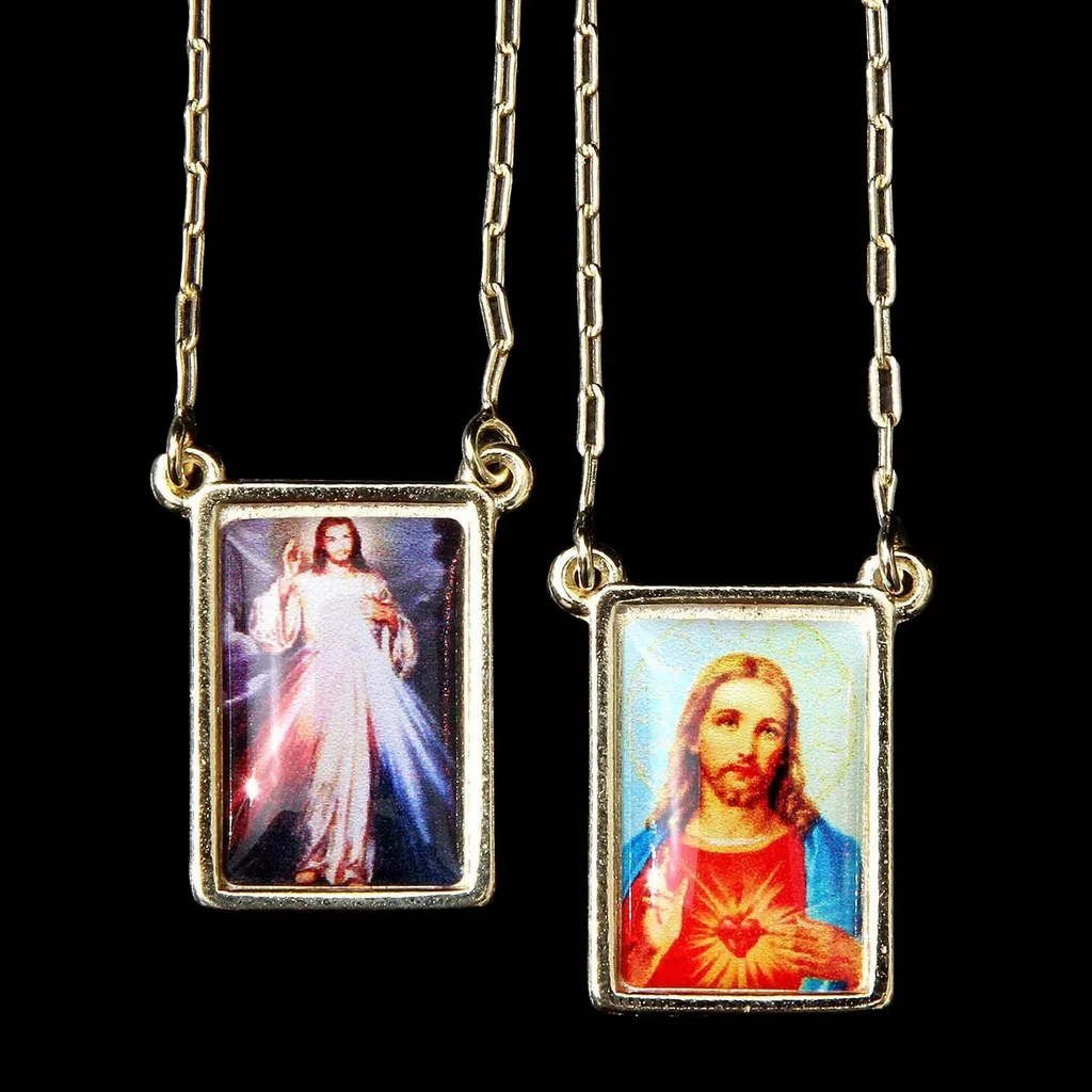 Escapulário Jesus Misericordioso Folheado a Ouro Divina Misericórdia