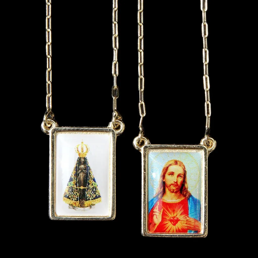 Escapulário Nossa Senhora Aparecida Folheado a Ouro Devocional