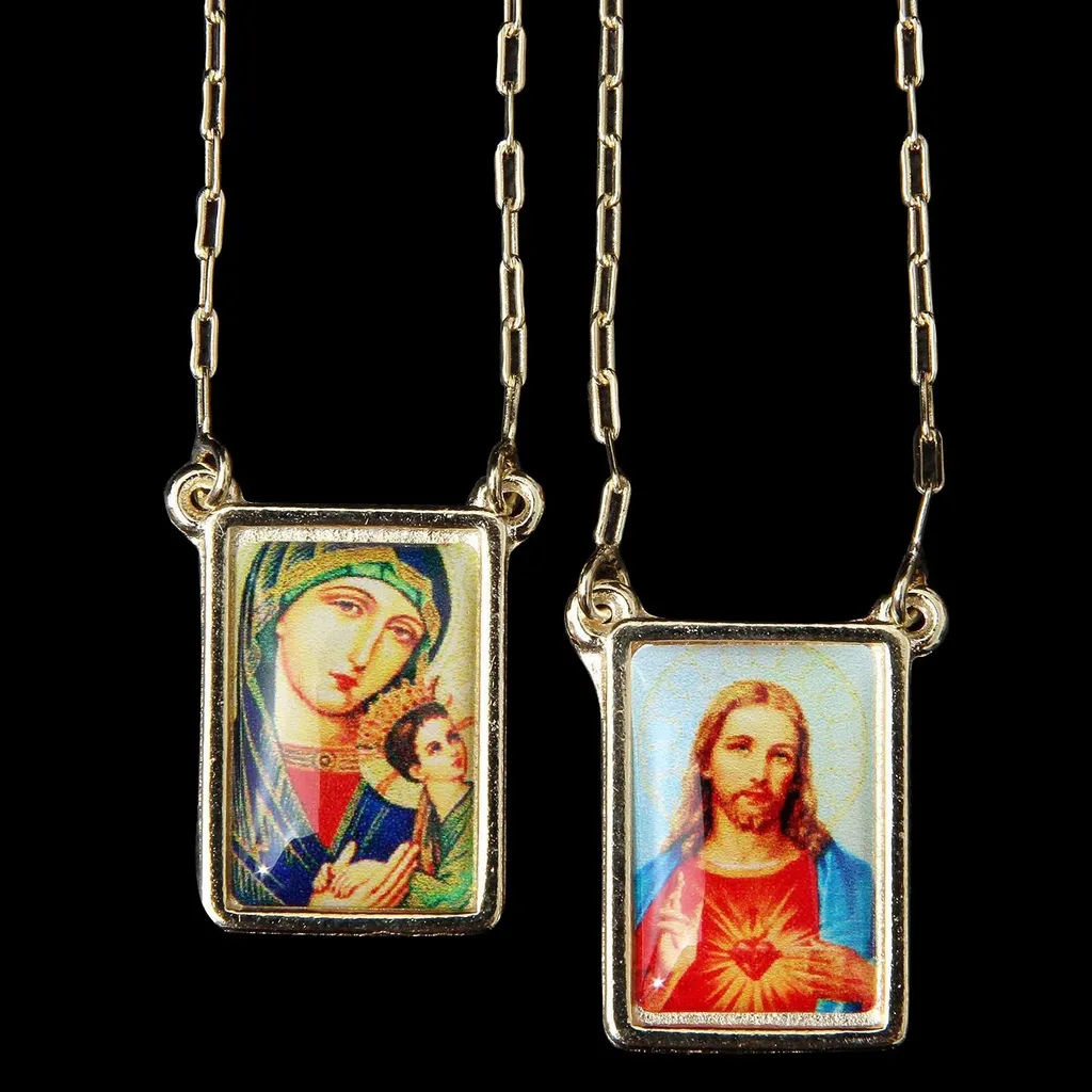 Escapulário Nossa Senhora do Perpétuo Socorro Folheado a Ouro