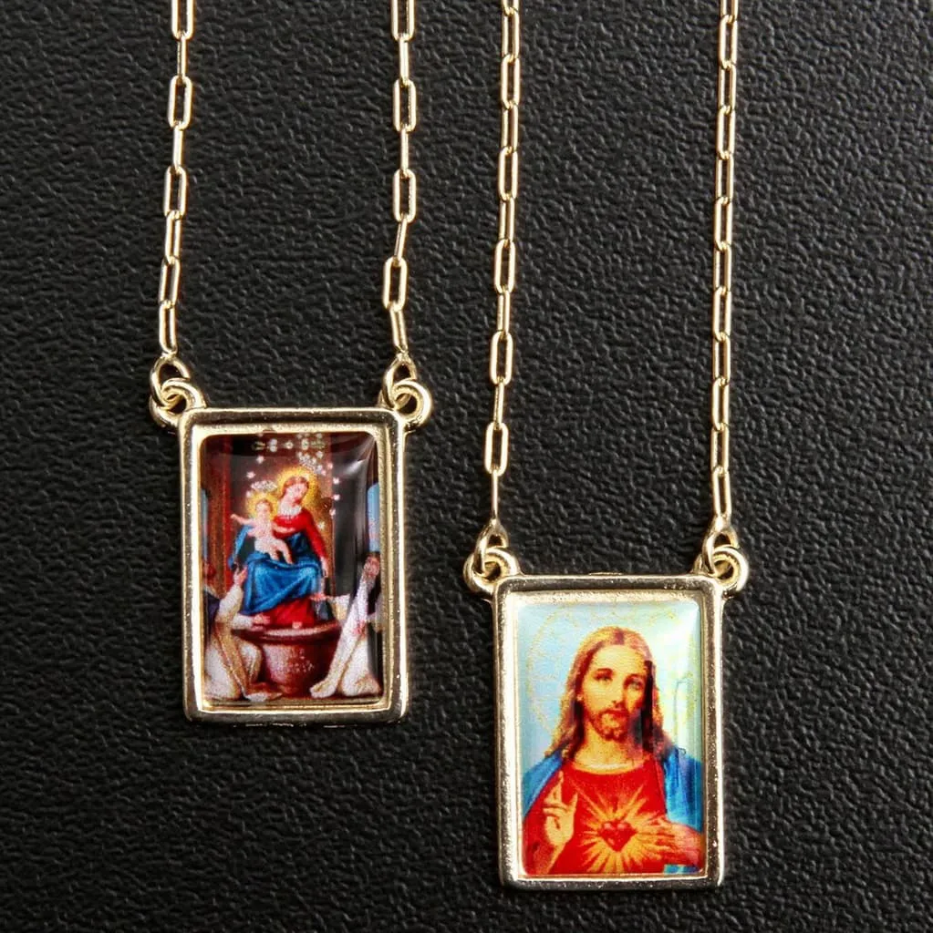Escapulário Nossa Senhora do Rosário Folheado a Ouro Devocional