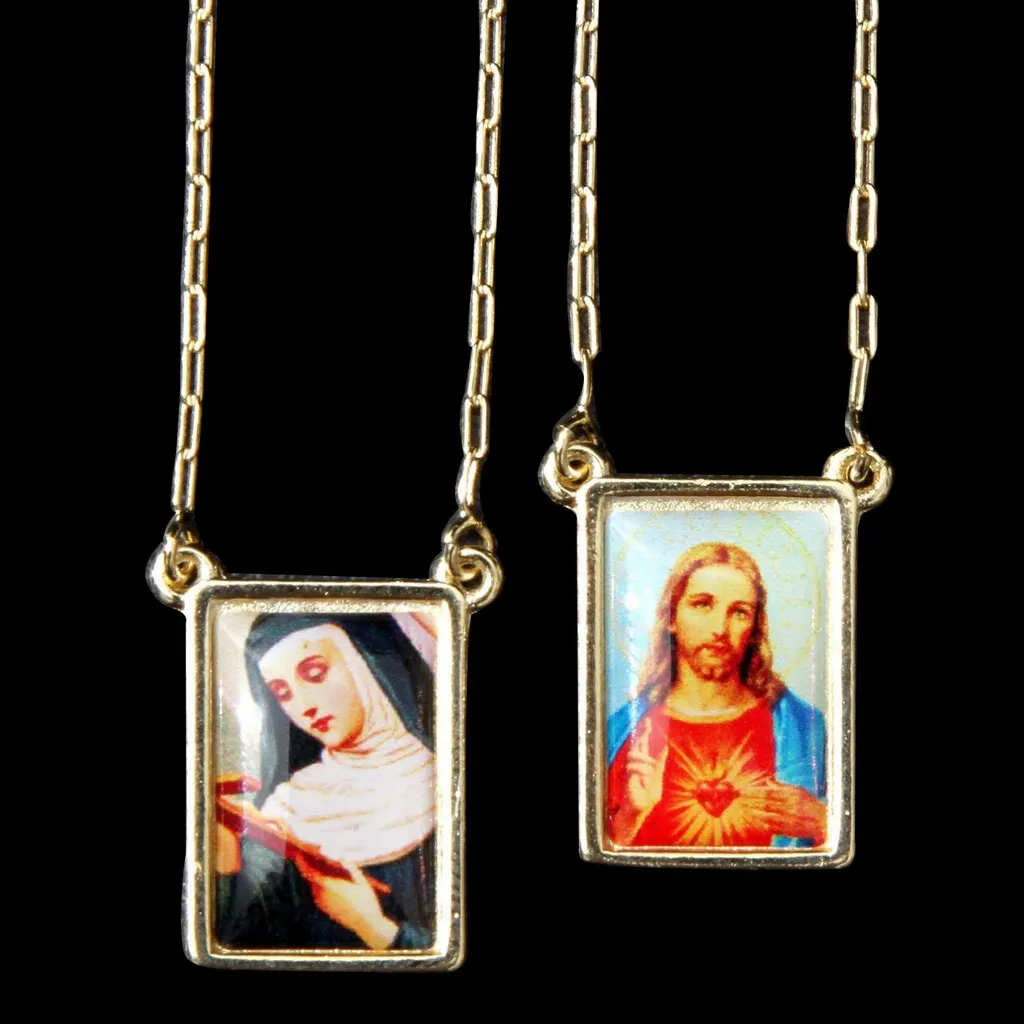 Escapulário de Santa Rita de Cássia Folheado a Ouro Causas Impossíveis