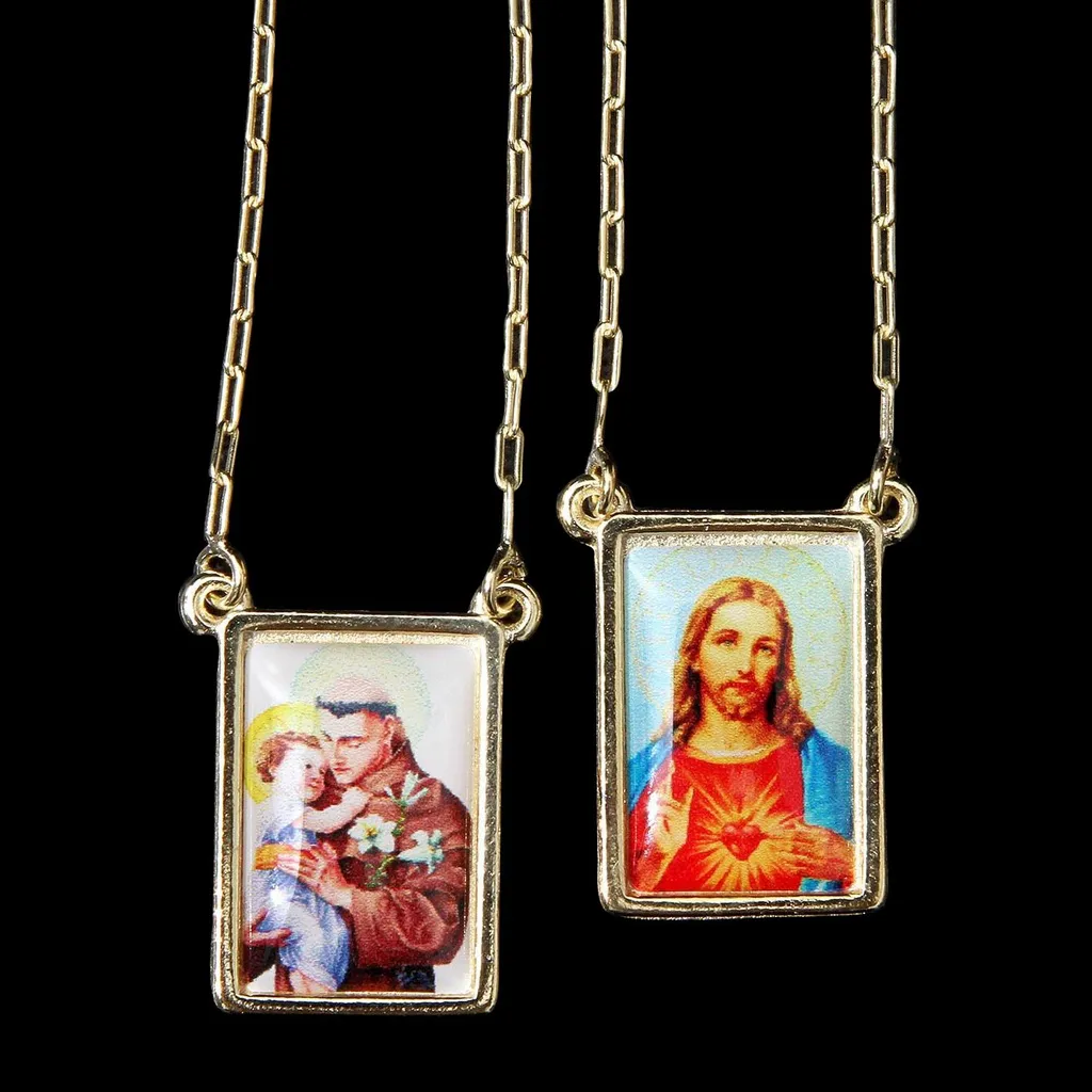 Escapulário de Santo Antônio Folheado a Ouro Devoção Popular