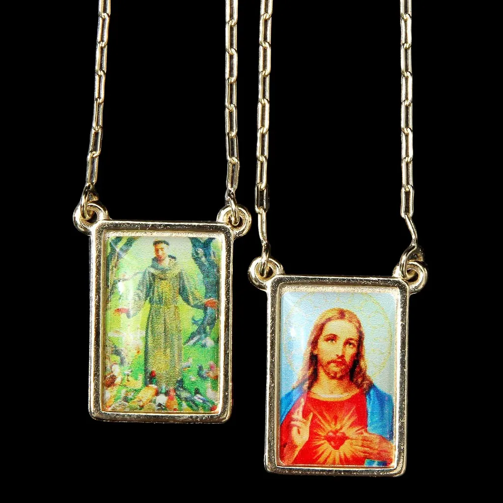 Escapulário de São Francisco de Assis Folheado a Ouro
