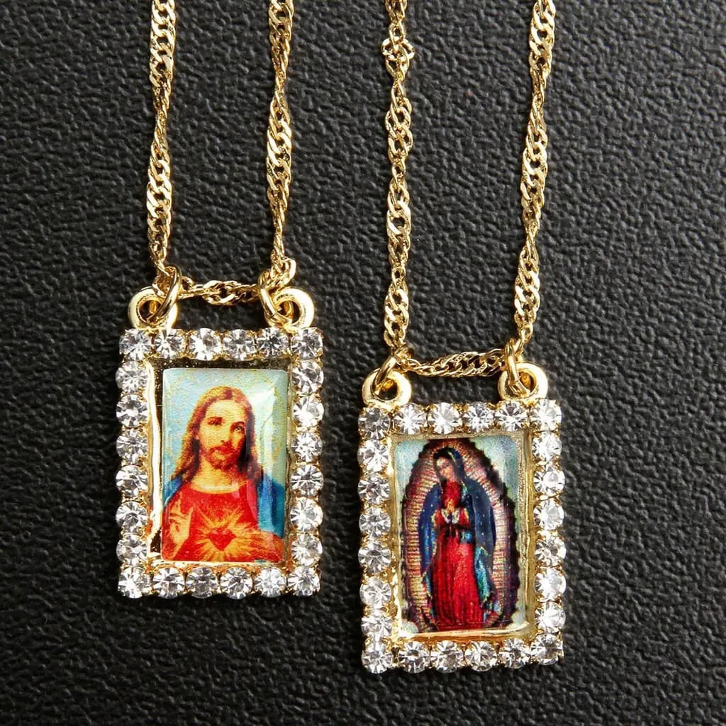 Escapulário Feminino Nossa Senhora de Guadalupe Folheado a Ouro