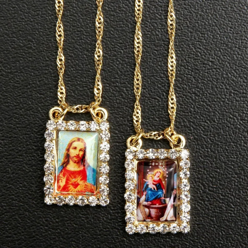 Escapulário Feminino Nossa Senhora do Rosário Folheado a Ouro