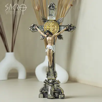 Crucifixo de Mesa em Resina 30 cm