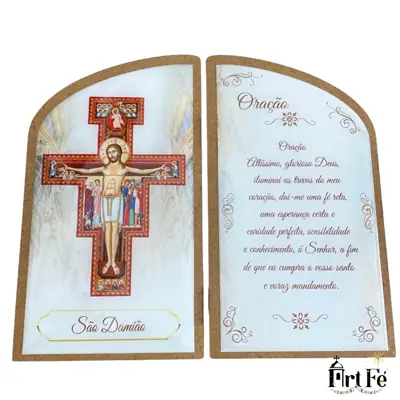 Adorno de Mesa São Damião com Oração Impressa