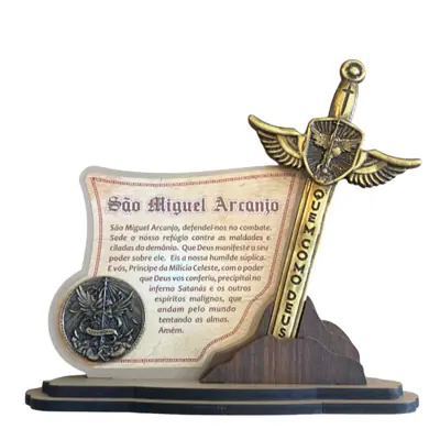 Adorno São Miguel Arcanjo com Oração 22x20cm — Versão Maior