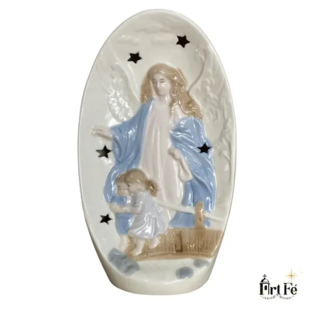 Anjo da Guarda de Porcelana com Led 25cm