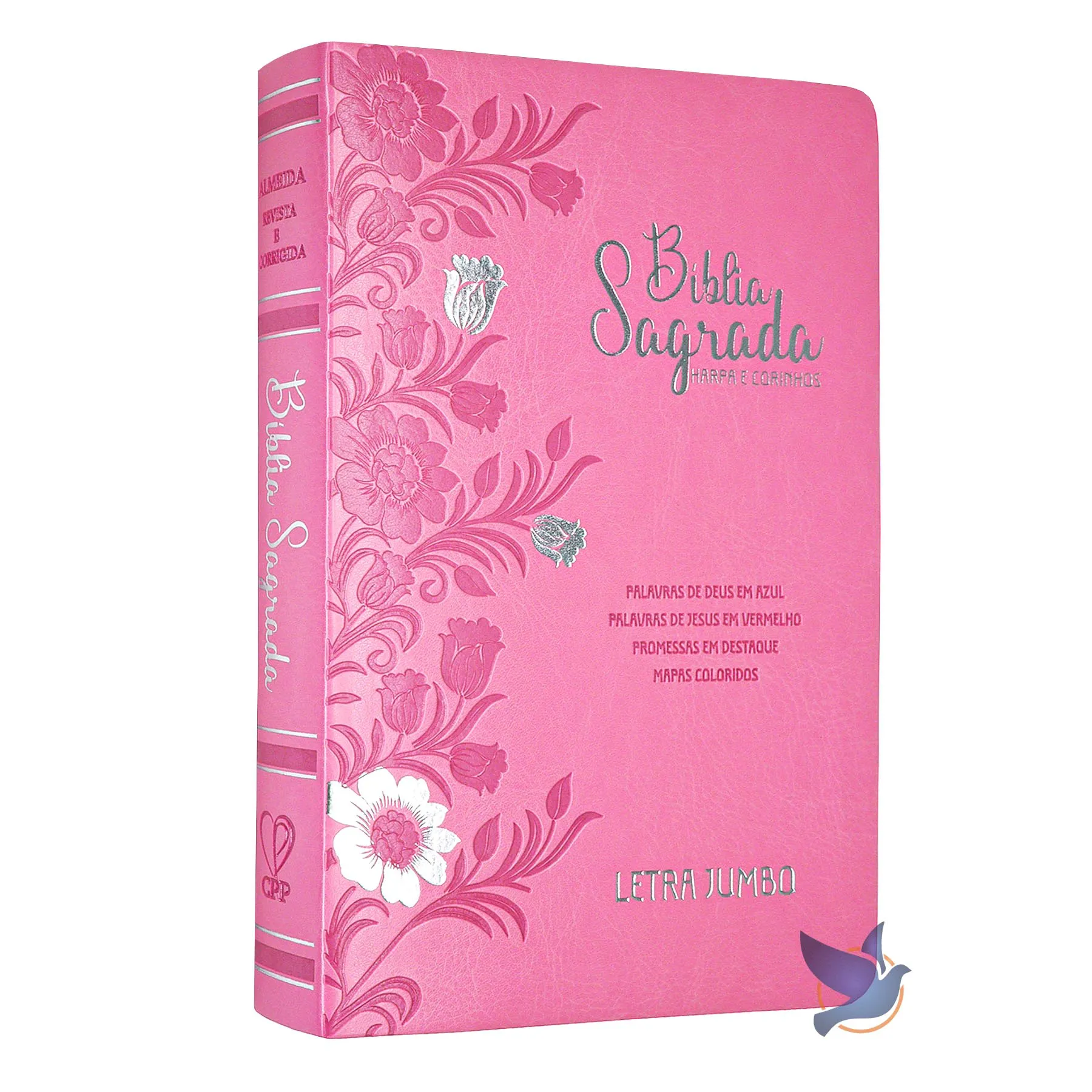 Bíblia Sagrada ARC Letra jumbo com Harpa Capa Rosa