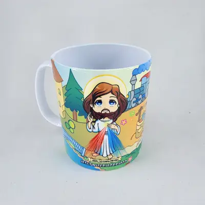 Caneca Infantil Jesus Misericordioso em Polímero Resistente