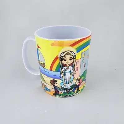 Caneca Infantil Nossa Senhora de Fátima em Polímero