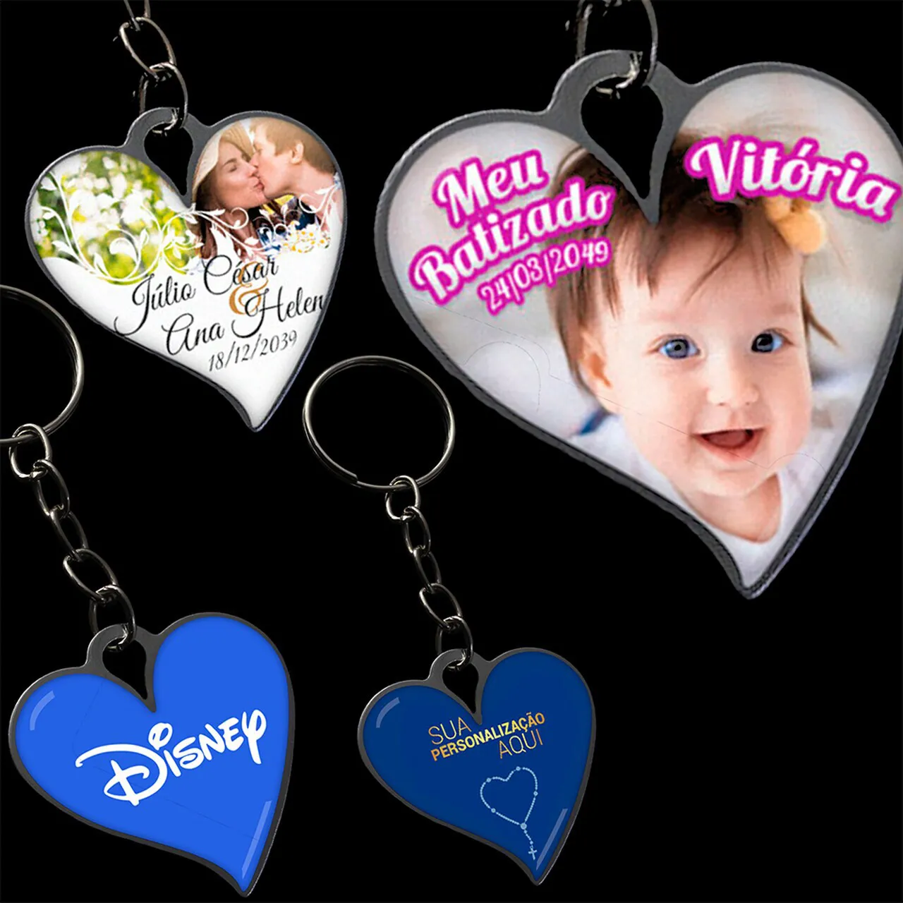 Chaveiro Coração Personalizável para Lembranças de Fé