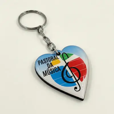 Chaveiro de Madeira Coração da Pastoral da Música