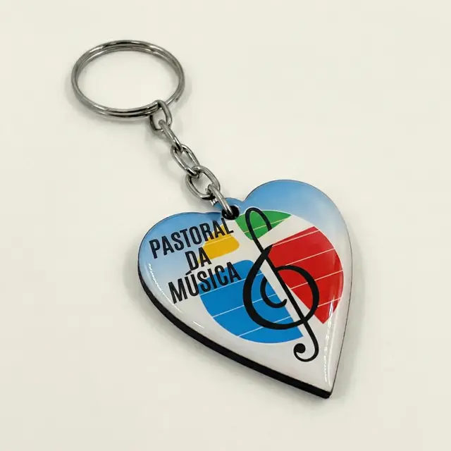 Chaveiro de Madeira Coração da Pastoral da Música