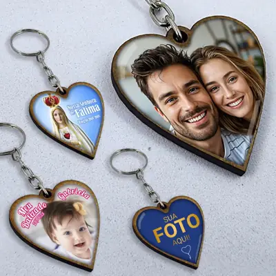 Chaveiro de Madeira Coração Personalizável para Grupos