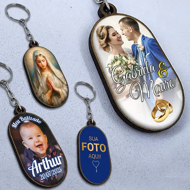 Chaveiro de Madeira Plaqueta Personalizável para Brindes