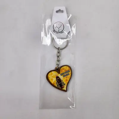 Chaveiro de Madeira Coração Nossa Senhora Aparecida Amarelo