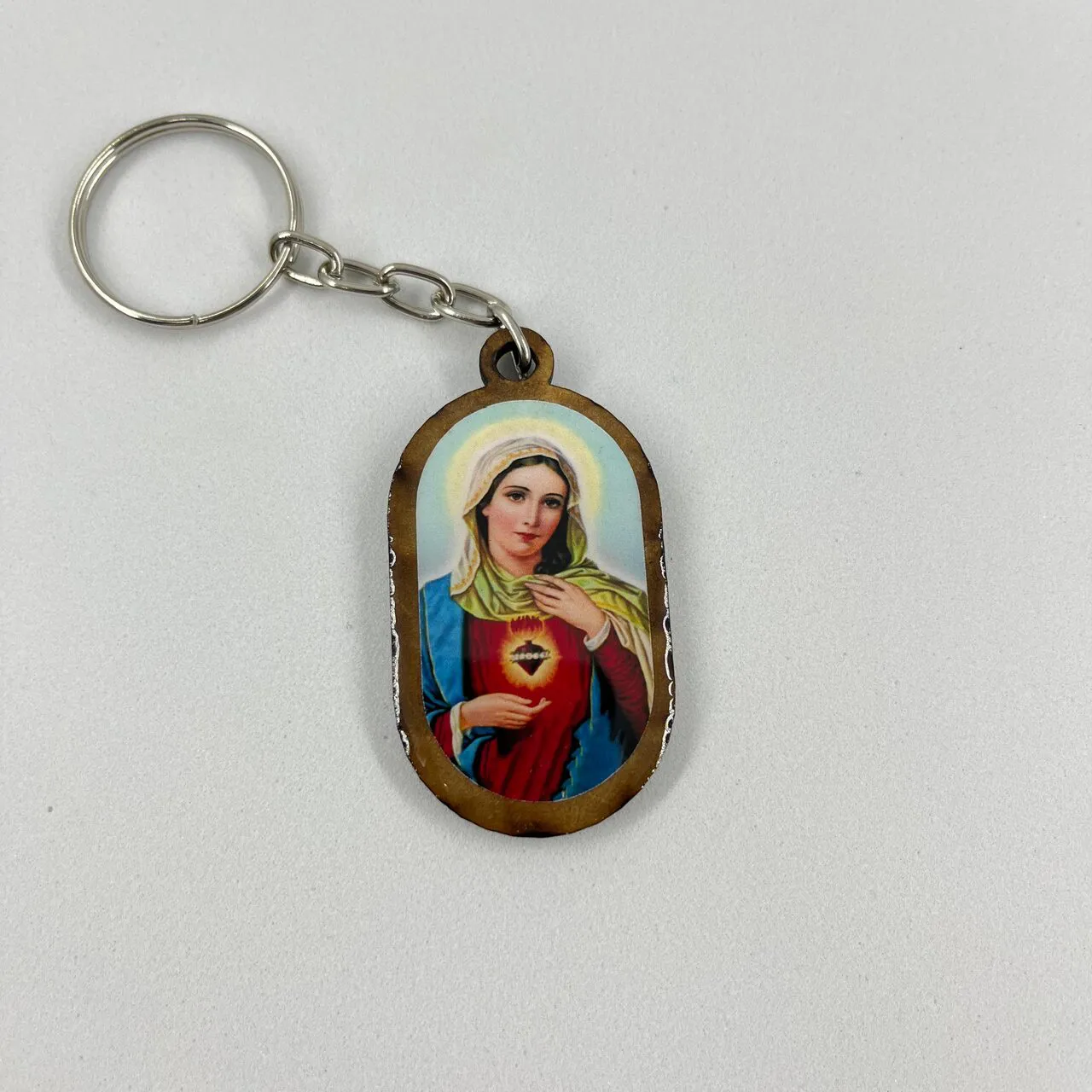 Chaveiro de Madeira Plaqueta Imaculado Coração de Maria