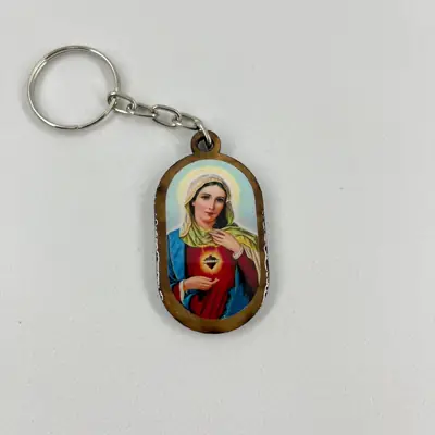Chaveiro de Madeira Plaqueta Imaculado Coração de Maria