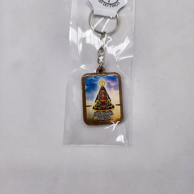 Chaveiro de Madeira Quadrado Nossa Senhora Aparecida do Céu