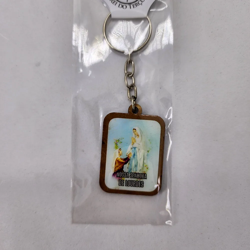 Chaveiro de Madeira Quadrado Nossa Senhora de Lourdes