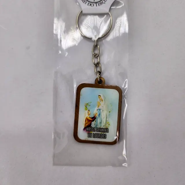 Chaveiro de Madeira Quadrado Nossa Senhora de Lourdes