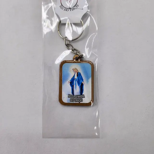 Chaveiro de Madeira Quadrado Nossa Senhora das Graças