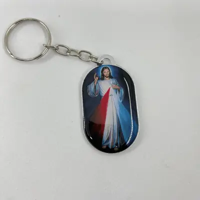 Chaveiro Plaqueta Dupla Face Aparecida e Jesus Misericordioso