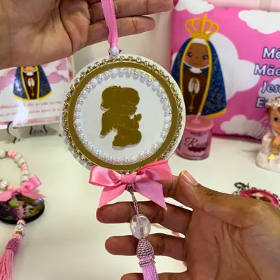 Adorno Anjinho Rosa com Pérolas
