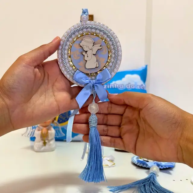 Adorno Anjo da Guarda Azul com Tassel