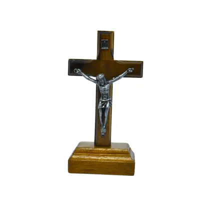 Crucifixo Madeira Tradicional de Mesa 7cm