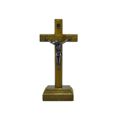 Crucifixo Madeira Tradicional de Mesa 9cm