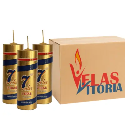 Vela Sete Dias 250g Com Brilho Caixa 25 Unidades