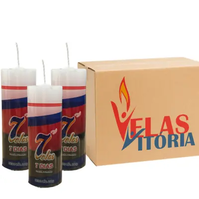 Vela De Sete Dias Tricolor 250g Caixa Com 25 Unidades