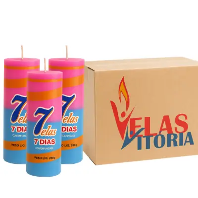 Vela Bicolor 7 Dias 280g - Caixa 25 Unidades