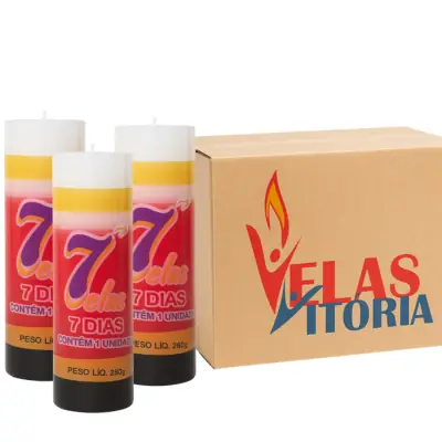 Caixa Atacado 25 Velas 7 Dias Tricolor Decorativas