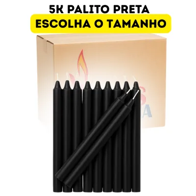 Caixa 5kg Vela Palito Preta Vários Tamanhos